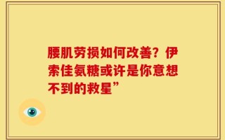 腰肌劳损如何改善？伊索佳氨糖或许是你意想不到的救星”