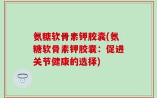 氨糖软骨素钾胶囊(氨糖软骨素钾胶囊：促进关节健康的选择)