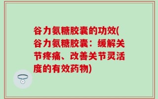 谷力氨糖胶囊的功效(谷力氨糖胶囊：缓解关节疼痛、改善关节灵活度的有效药物)