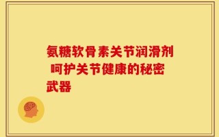 氨糖软骨素关节润滑剂 呵护关节健康的秘密武器