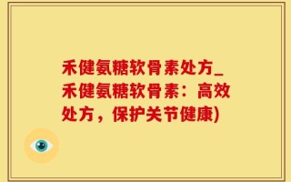禾健氨糖软骨素处方_禾健氨糖软骨素：高效处方，保护关节健康)