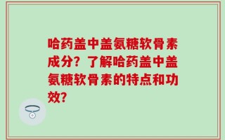 哈药盖中盖氨糖软骨素成分？了解哈药盖中盖氨糖软骨素的特点和功效？
