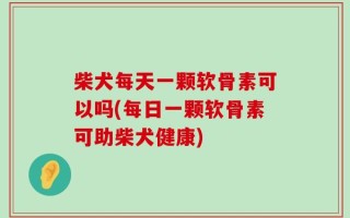 柴犬每天一颗软骨素可以吗(每日一颗软骨素可助柴犬健康)