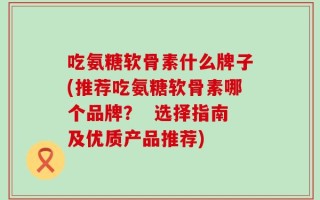 吃氨糖软骨素什么牌子(推荐吃氨糖软骨素哪个品牌？  选择指南及优质产品推荐)