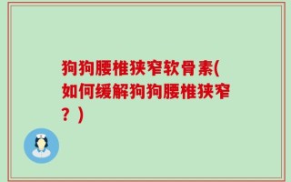 狗狗腰椎狭窄软骨素(如何缓解狗狗腰椎狭窄？)
