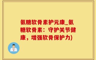 氨糖软骨素护元康_氨糖软骨素：守护关节健康，增强软骨保护力)
