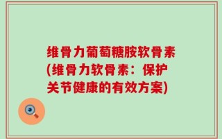 维骨力葡萄糖胺软骨素(维骨力软骨素：保护关节健康的有效方案)