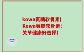 kowa氨糖软骨素(Kowa氨糖软骨素：关节健康好选择)