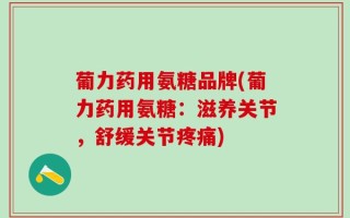 葡力药用氨糖品牌(葡力药用氨糖：滋养关节，舒缓关节疼痛)