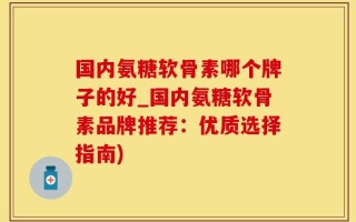 国内氨糖软骨素哪个牌子的好_国内氨糖软骨素品牌推荐：优质选择指南)