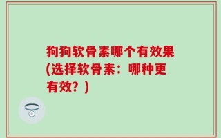 狗狗软骨素哪个有效果(选择软骨素：哪种更有效？)