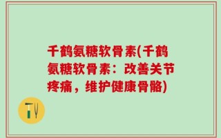 千鹤氨糖软骨素(千鹤氨糖软骨素：改善关节疼痛，维护健康骨骼)