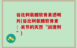 谷比利氨糖软骨素透明片(谷比利氨糖软骨素：关节的天然“润滑剂”)