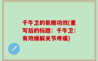 千牛卫的氨糖功效(重写后的标题：千牛卫：有效缓解关节疼痛)