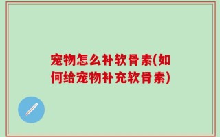 宠物怎么补软骨素(如何给宠物补充软骨素)