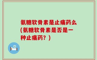 氨糖软骨素是止痛药么(氨糖软骨素是否是一种止痛药？)