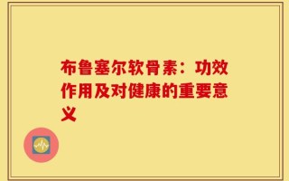 布鲁塞尔软骨素：功效作用及对健康的重要意义