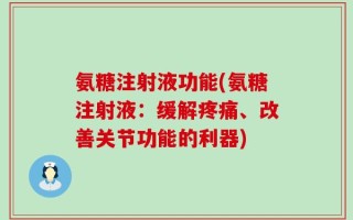 氨糖注射液功能(氨糖注射液：缓解疼痛、改善关节功能的利器)