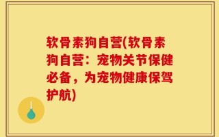 软骨素狗自营(软骨素狗自营：宠物关节保健必备，为宠物健康保驾护航)