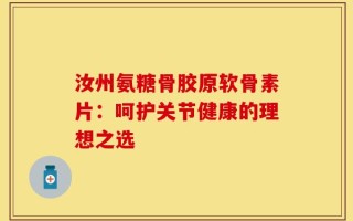 汝州氨糖骨胶原软骨素片：呵护关节健康的理想之选