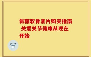 氨糖软骨素片购买指南 关爱关节健康从现在开始