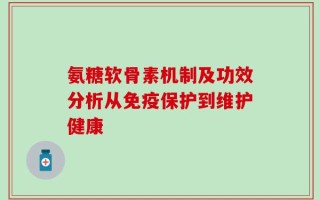 氨糖软骨素机制及功效分析从免疫保护到维护健康