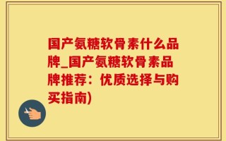 国产氨糖软骨素什么品牌_国产氨糖软骨素品牌推荐：优质选择与购买指南)