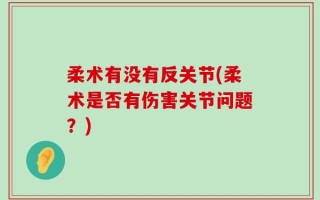 柔术有没有反关节(柔术是否有伤害关节问题？)