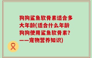 狗狗鲨鱼软骨素适合多大年龄(适合什么年龄狗狗使用鲨鱼软骨素？——宠物营养知识)
