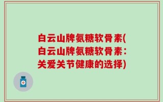 白云山牌氨糖软骨素(白云山牌氨糖软骨素：关爱关节健康的选择)