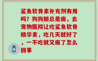 鲨鱼软骨素补充剂有用吗？狗狗腿总是瘸，去宠物医院让吃鲨鱼软骨精华素，吃几天就好了，一不吃就又瘸了怎么回事