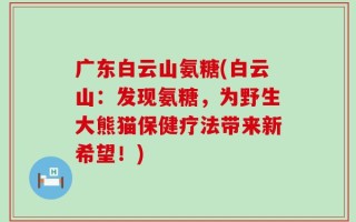 广东白云山氨糖(白云山：发现氨糖，为野生大熊猫保健疗法带来新希望！)