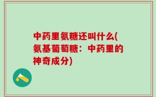 中药里氨糖还叫什么(氨基葡萄糖：中药里的神奇成分)