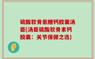 硫酸软骨氨糖钙胶囊汤臣(汤臣硫酸软骨素钙胶囊：关节保健之选)