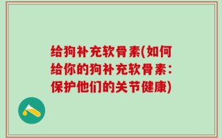 给狗补充软骨素(如何给你的狗补充软骨素：保护他们的关节健康)