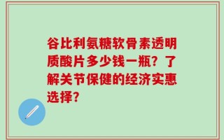 谷比利氨糖软骨素透明质酸片多少钱一瓶？了解关节保健的经济实惠选择？