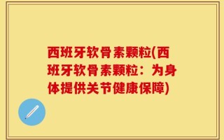 西班牙软骨素颗粒(西班牙软骨素颗粒：为身体提供关节健康保障)