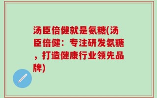 汤臣倍健就是氨糖(汤臣倍健：专注研发氨糖，打造健康行业领先品牌)