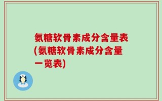 氨糖软骨素成分含量表(氨糖软骨素成分含量一览表)