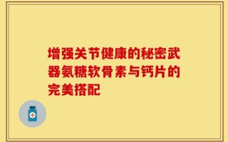 增强关节健康的秘密武器氨糖软骨素与钙片的完美搭配