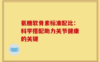 氨糖软骨素标准配比：科学搭配助力关节健康的关键