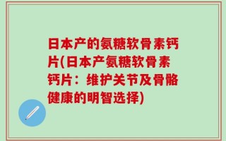 日本产的氨糖软骨素钙片(日本产氨糖软骨素钙片：维护关节及骨骼健康的明智选择)