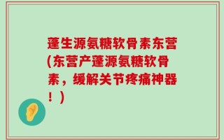 蓬生源氨糖软骨素东营(东营产蓬源氨糖软骨素，缓解关节疼痛神器！)