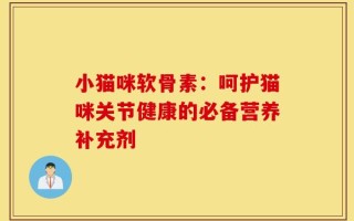 小猫咪软骨素：呵护猫咪关节健康的必备营养补充剂