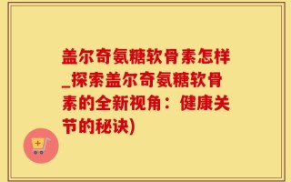 盖尔奇氨糖软骨素怎样_探索盖尔奇氨糖软骨素的全新视角：健康关节的秘诀)