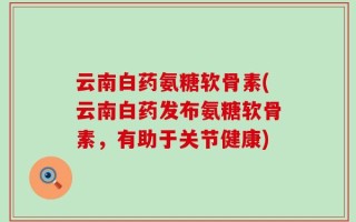 云南白药氨糖软骨素(云南白药发布氨糖软骨素，有助于关节健康)