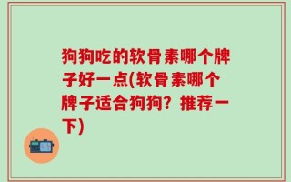 狗狗吃的软骨素哪个牌子好一点(软骨素哪个牌子适合狗狗？推荐一下)