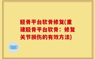 胫骨平台软骨修复(重建胫骨平台软骨：修复关节损伤的有效方法)