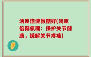 汤臣倍健氨糖好(汤臣倍健氨糖：保护关节健康，缓解关节疼痛)