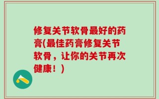 修复关节软骨最好的药膏(最佳药膏修复关节软骨，让你的关节再次健康！)